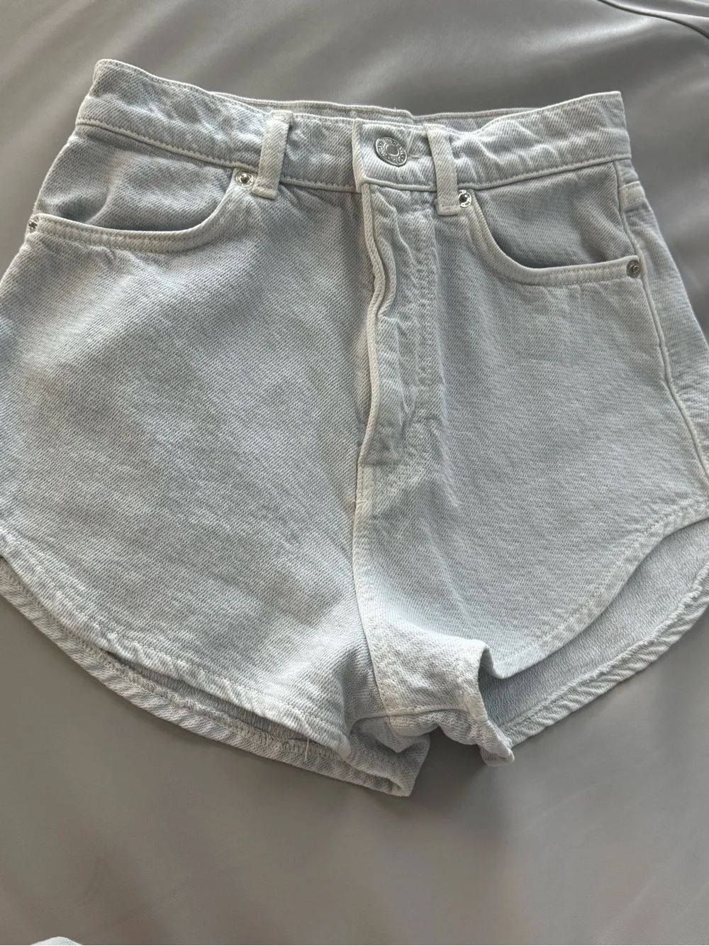 Zara High-Waist Mint Denim Shorts ultra short
